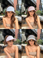 ACON Women's Striped Wide Brim Visor Hat / Stretch Headband Sun Visor for Golf, Tennis& Beach