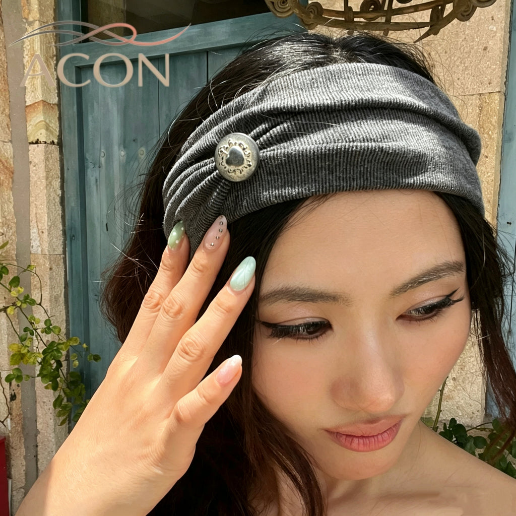 ACON  | Wide Cotton Button Headband – Minimalist Hair Accessory