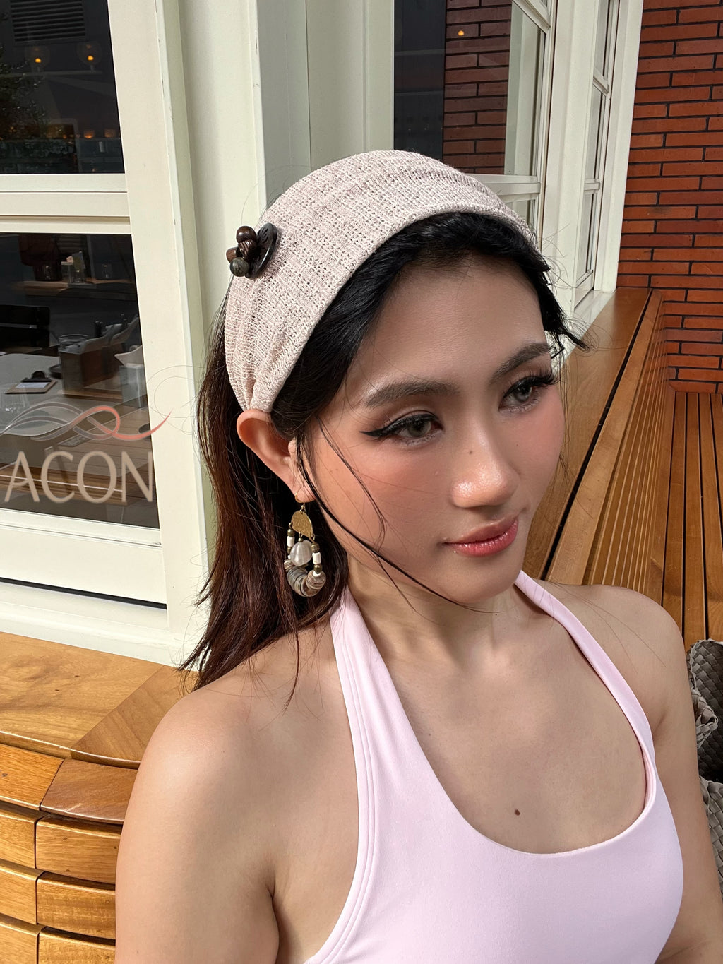 ACON|Linen Knit Wide Headband – Breathable, Stretchy & Minimal