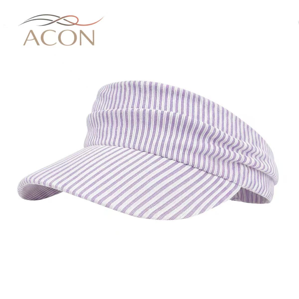 ACON Women's Striped Wide Brim Visor Hat / Stretch Headband Sun Visor for Golf, Tennis& Beach