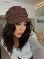 ACON Premium Brown Tweed Newsboy Cap - Classic Baker Boy Hat