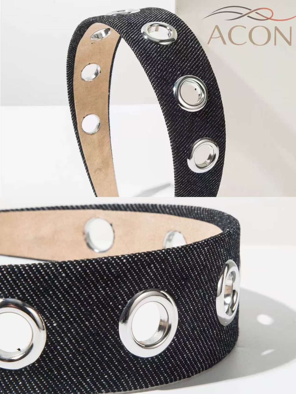 Vintage Cutout Wide Headband – Metal-Trim Detail | ACON