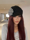 ACON Vintage Plaid & Polka Dot Ruched Cloud Hat Retro Plaid Polka Dot Soft Ruched Hat