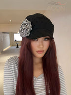 ACON Vintage Plaid & Polka Dot Ruched Cloud Hat Retro Plaid Polka Dot Soft Ruched Hat