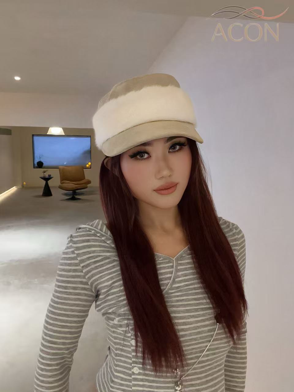 ACON Classic Black Fur Beret - French Vintage Artist Hat