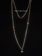 ACON Geometric Asymmetric Double-Layer Necklace| Leopard Print Heart Charm | Minimalist Women's Pendant