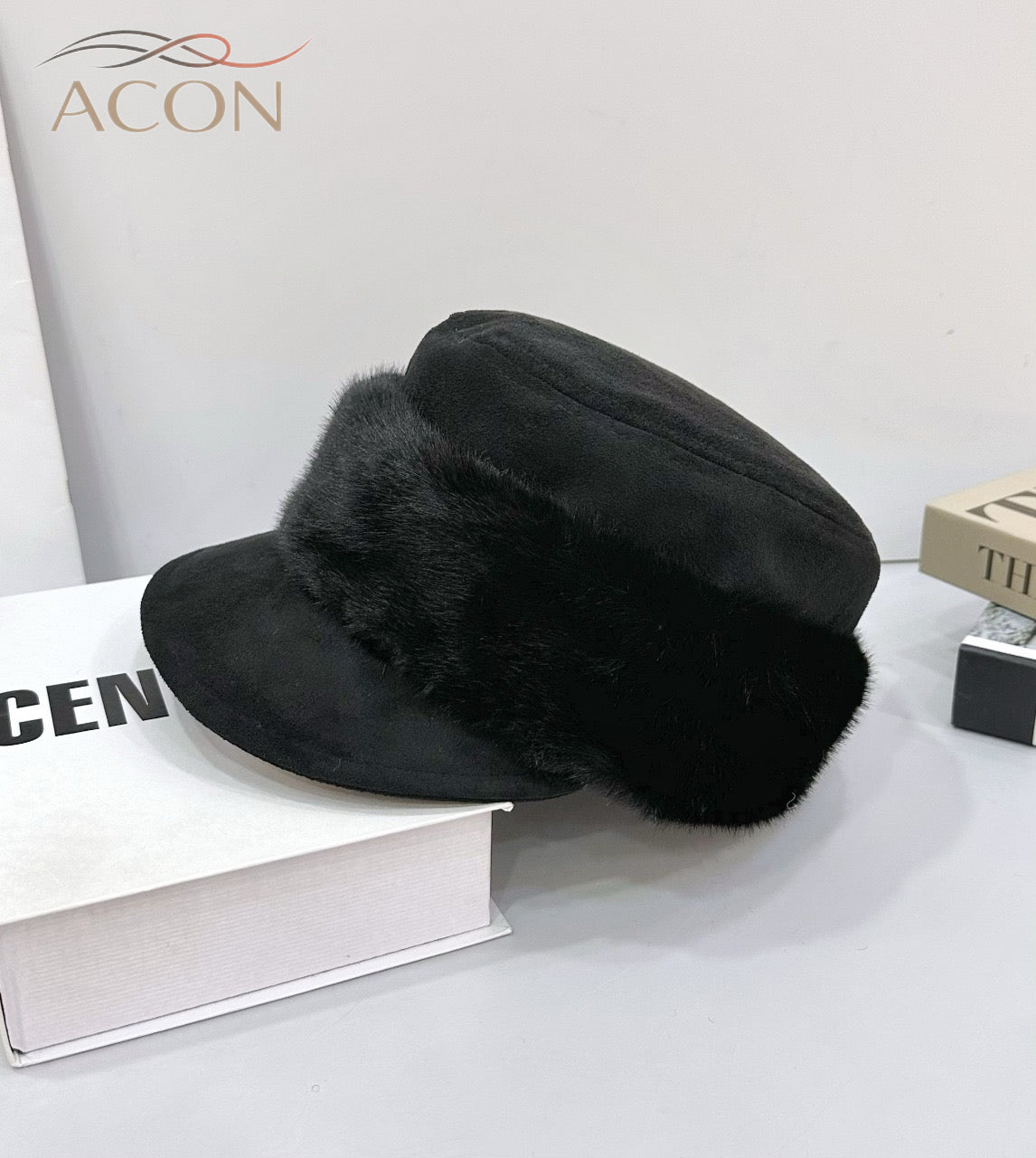 ACON Classic Black Fur Beret - French Vintage Artist Hat