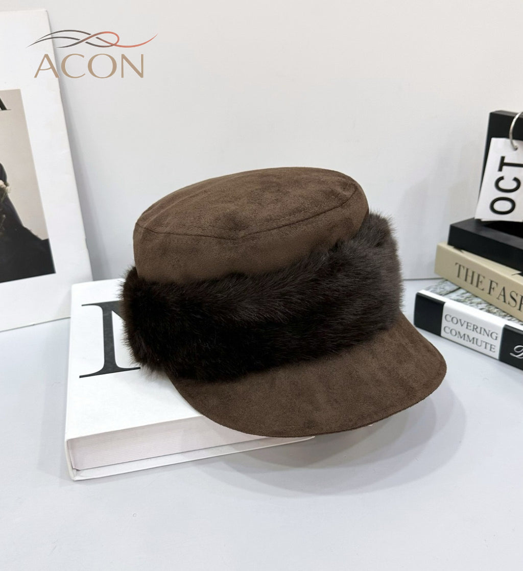 ACON Classic Black Fur Beret - French Vintage Artist Hat