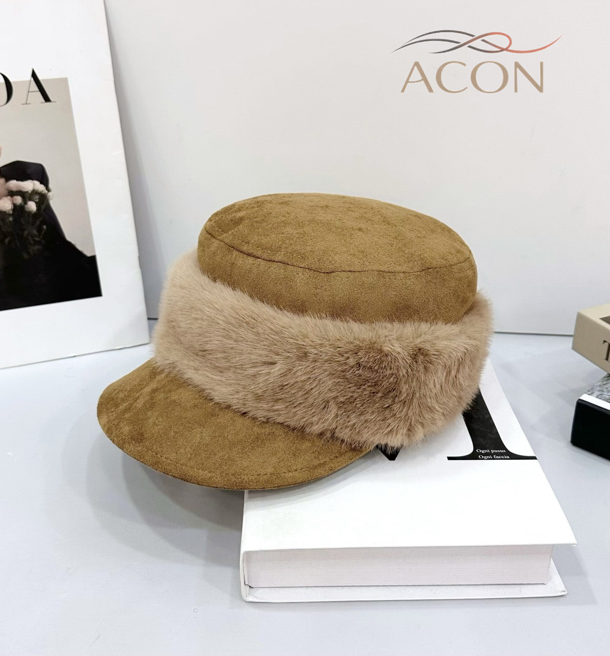 ACON Classic Black Fur Beret - French Vintage Artist Hat