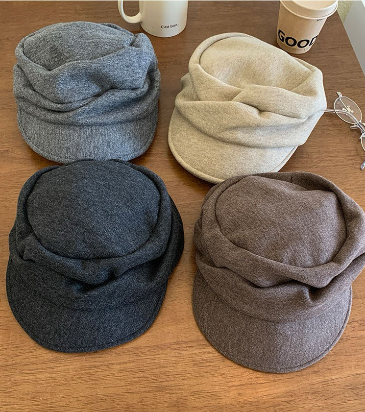 ACON Japanese Flat-Top Pleated Beret - Yamamoto Style Wool Cap