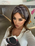 ACON Preppy Plaid Mesh Headband - Lightweight Breathable Headband
