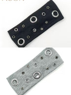 ACON Punk Metal Grommet Wide Stretch Headband, Women Irregular Hollow Rivet Y2K Grunge Hair Band, Retro Cool Spicy Girl Streetwear Hair Accessory