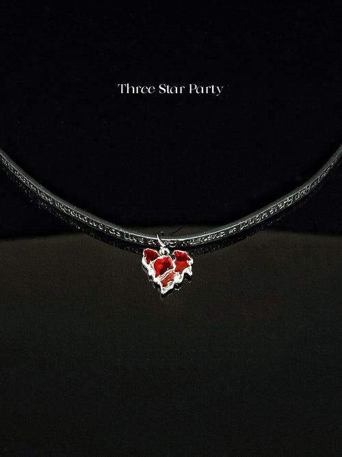 ACON Affirmation Lava Heart Choker: Positive Quotes on Leather