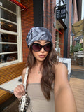 Vintage Paisley Mesh Slouchy Beanie – Navy Blue | ACON