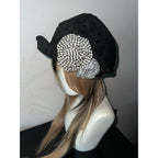 ACON Vintage Plaid & Polka Dot Ruched Cloud Hat Retro Plaid Polka Dot Soft Ruched Hat