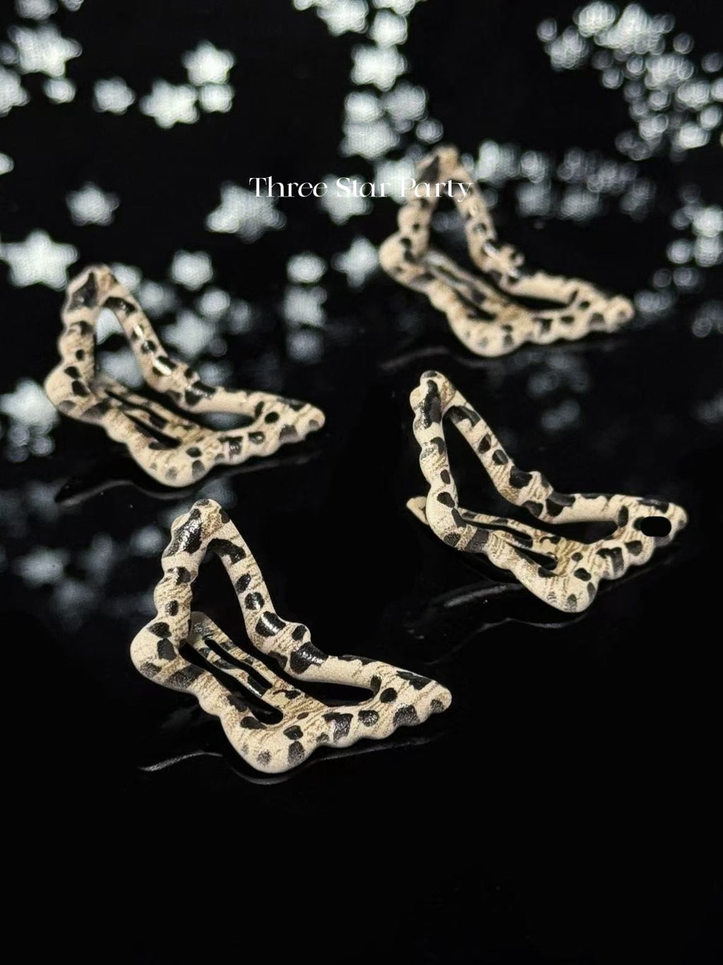 ACON Y2k Snap MiNi Hair Clips Leopard Print  for Hair Metal Hair Clip Set of 4 clips