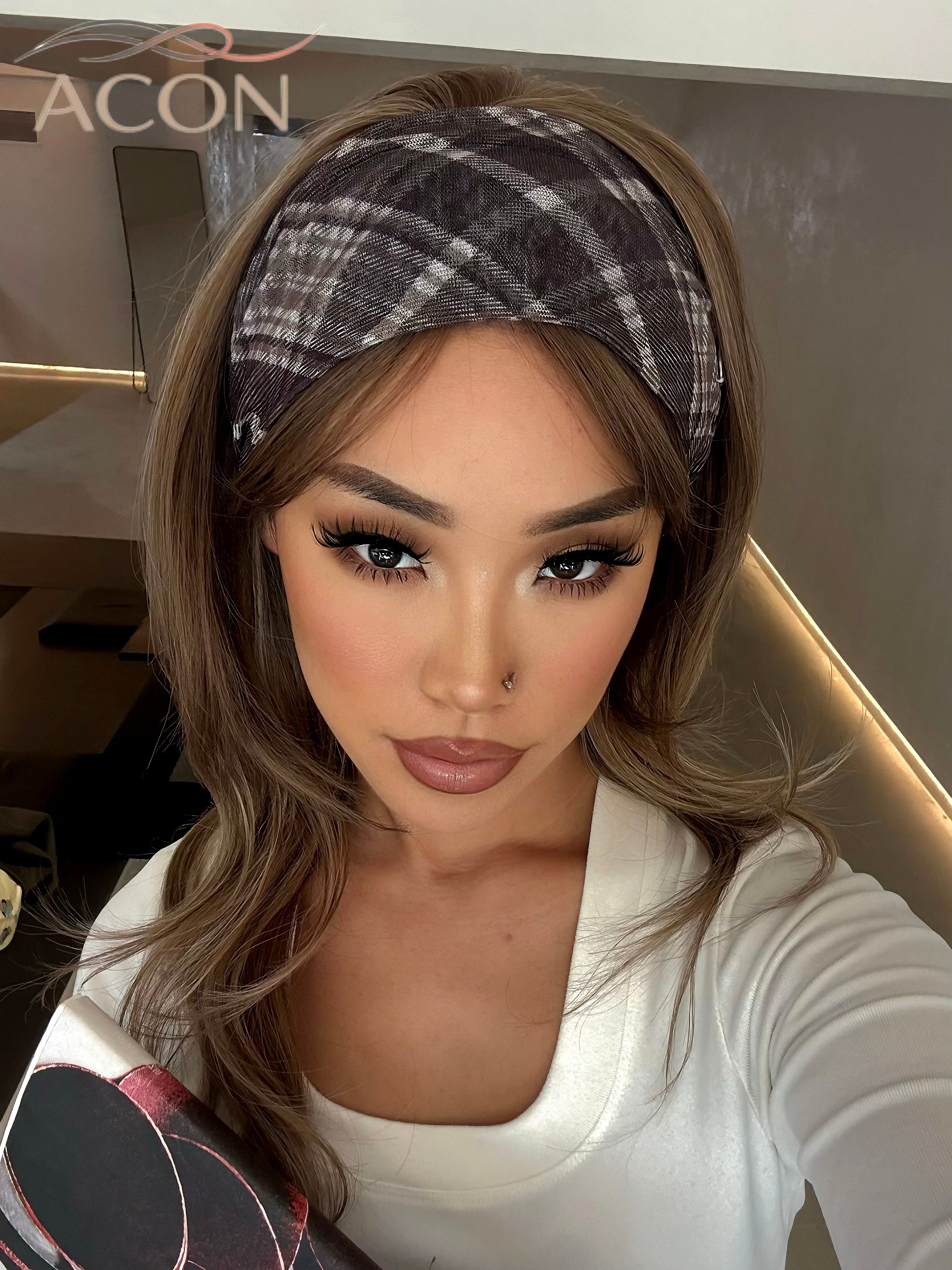 ACON Preppy Plaid Mesh Headband - Lightweight Breathable Headband