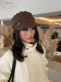 ACON Premium Brown Tweed Newsboy Cap - Classic Baker Boy Hat