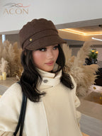 ACON Premium Brown Tweed Newsboy Cap - Classic Baker Boy Hat