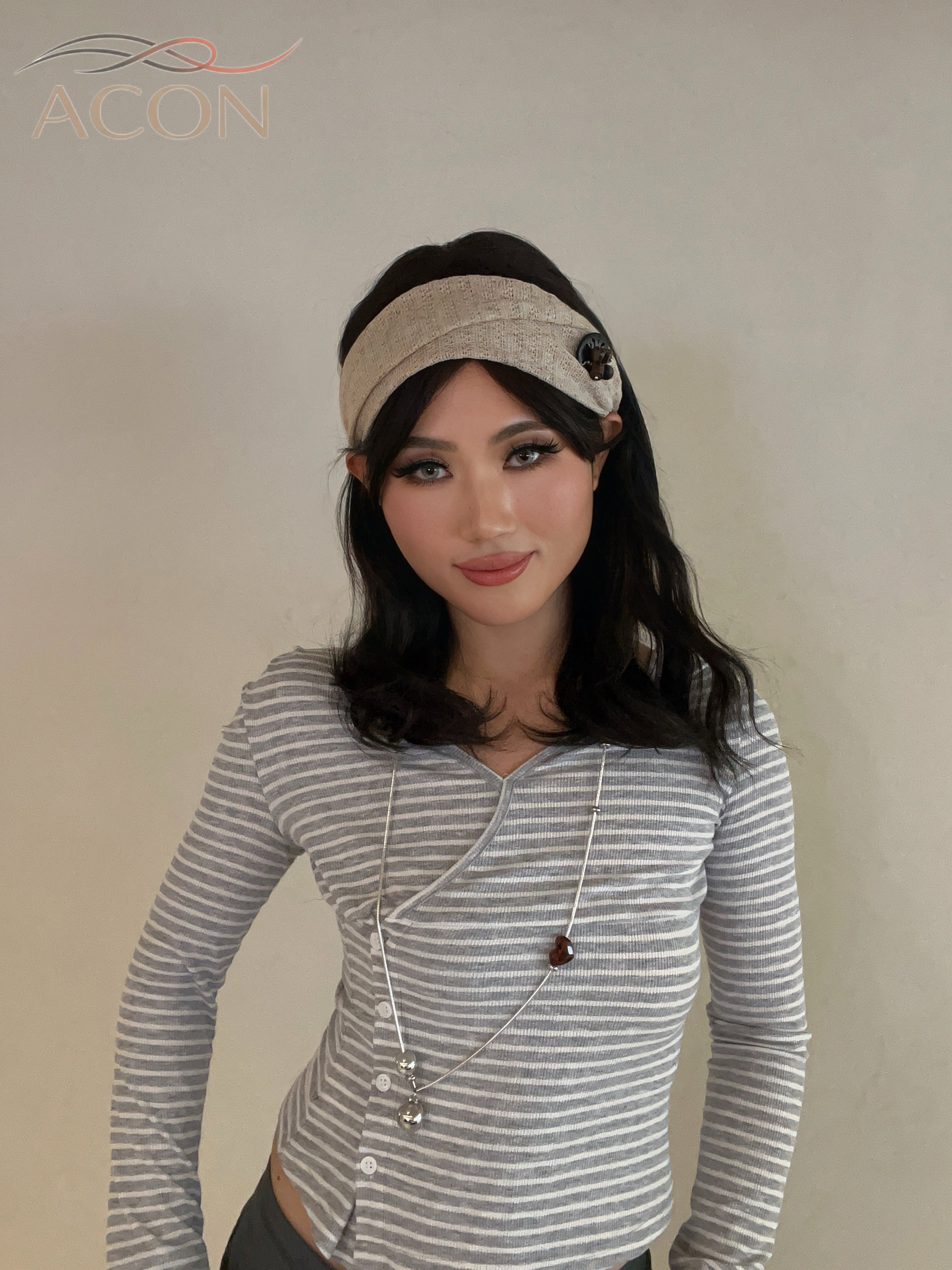 ACON|Linen Knit Wide Headband – Breathable, Stretchy & Minimal