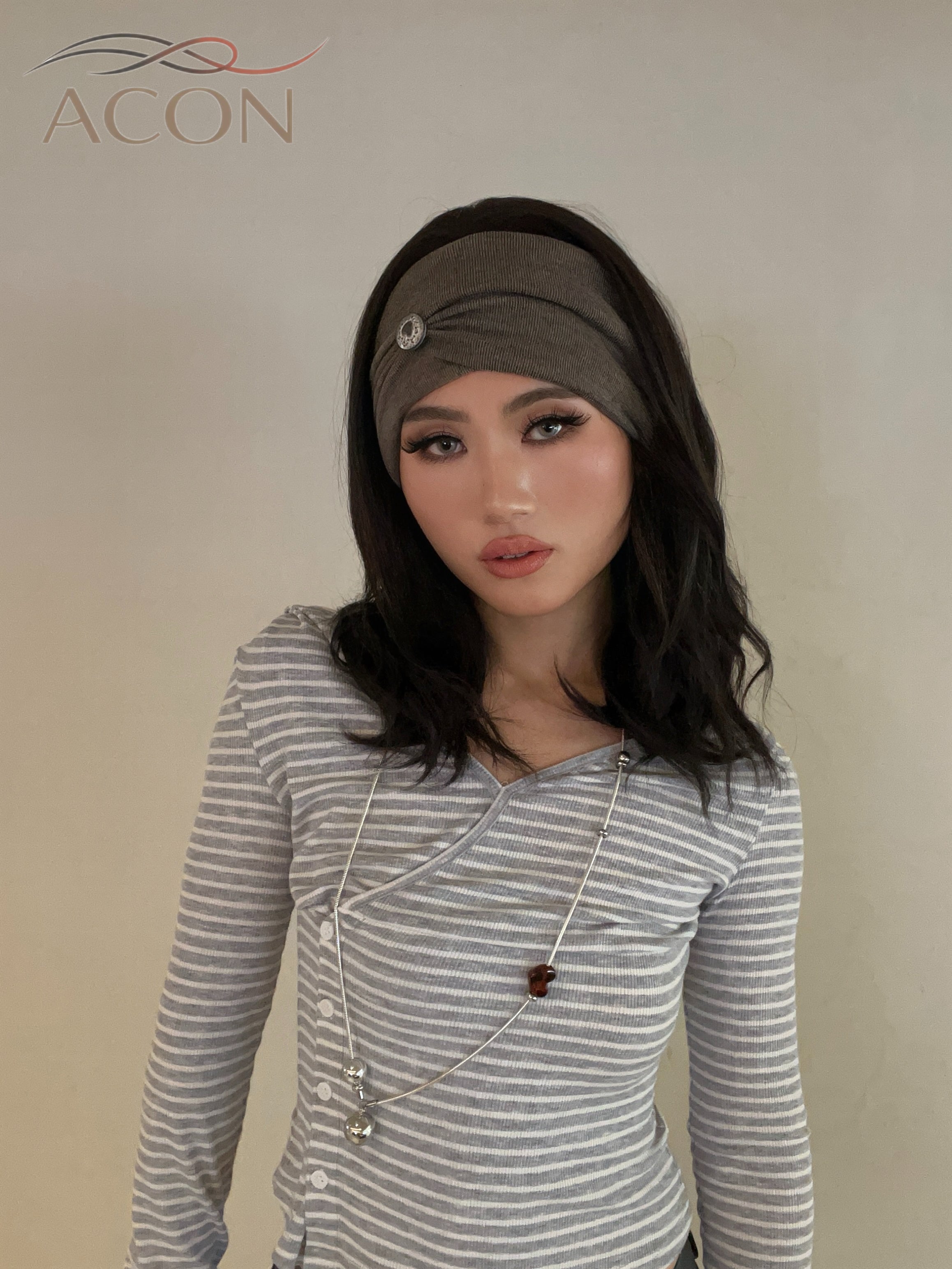 ACON  | Wide Cotton Button Headband – Minimalist Hair Accessory