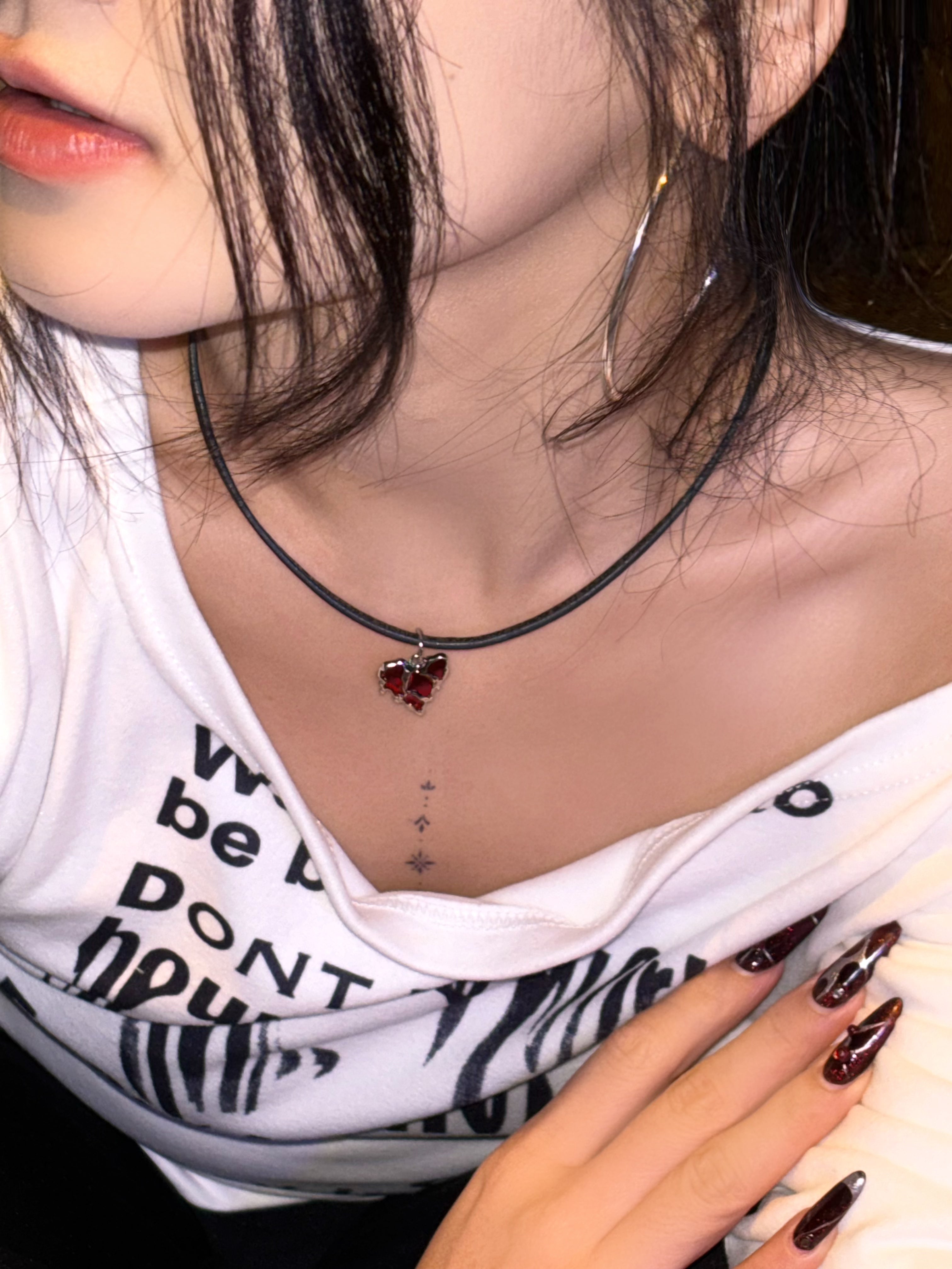 ACON Affirmation Lava Heart Choker: Positive Quotes on Leather