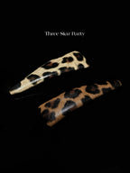 ACON 2PCS Chic Leopard Print Leather bendy Hair Clips Elegant Hair Clip Accessories