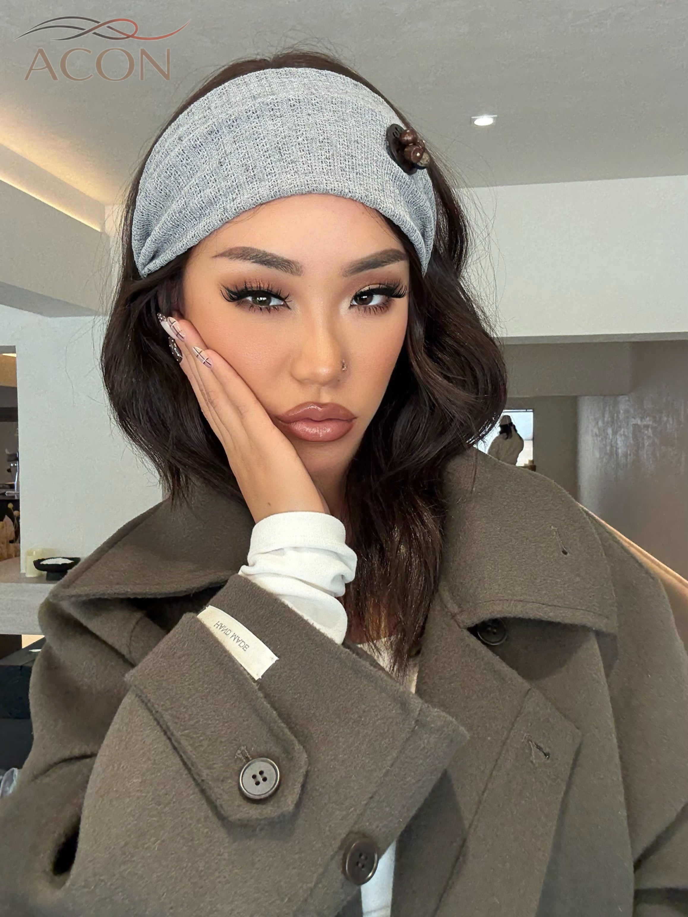 ACON|Linen Knit Wide Headband – Breathable, Stretchy & Minimal