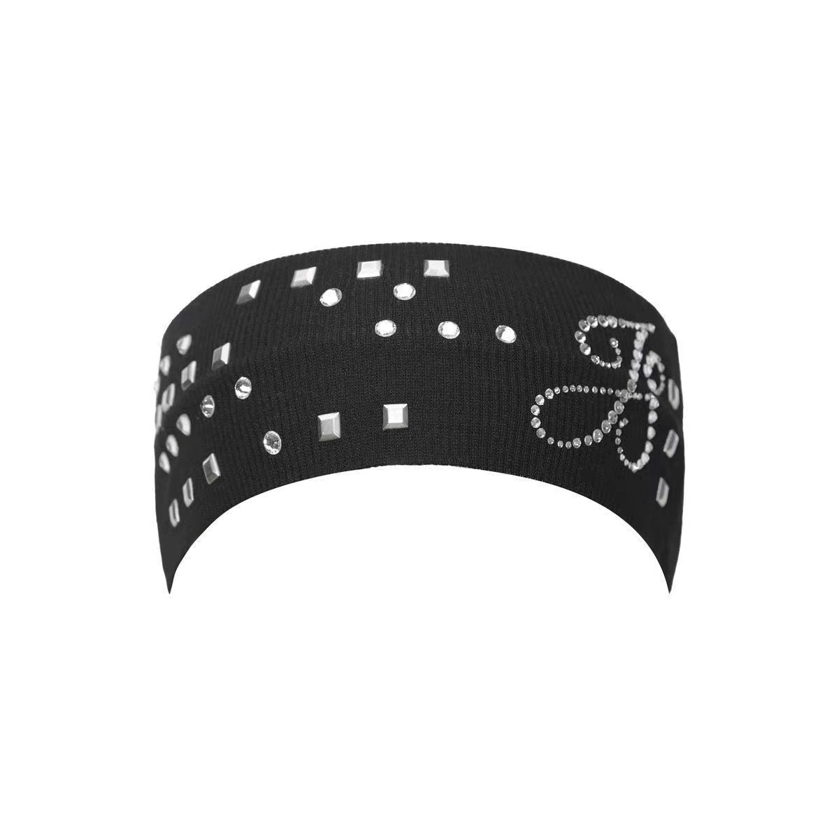 ACON Luxury Crystal Studded Stretch Headband | Ribbed Cotton Hair Band for Women