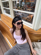 ACON Luxury Crystal Studded Stretch Headband | Ribbed Cotton Hair Band for Women