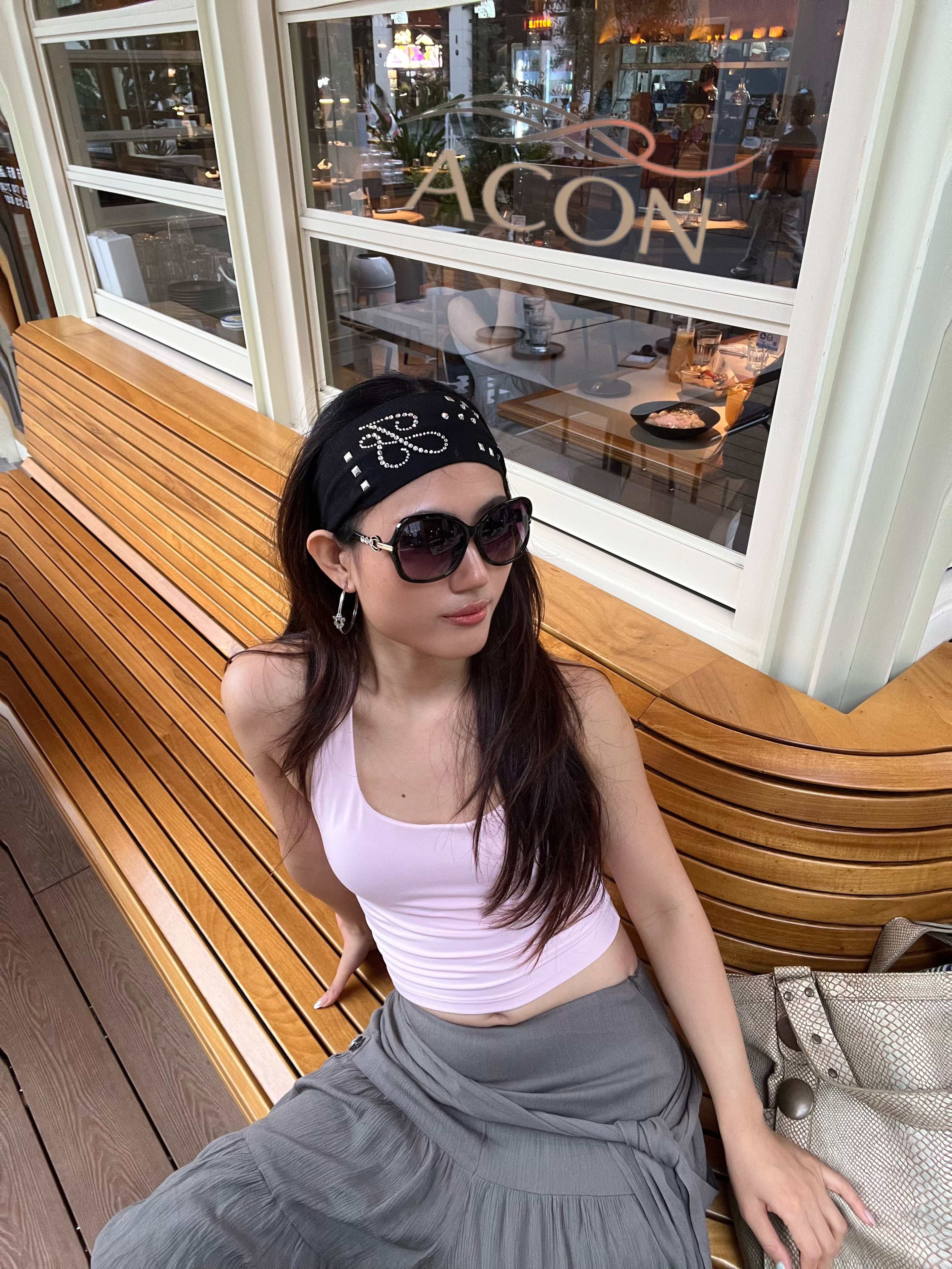 ACON Luxury Crystal Studded Stretch Headband | Ribbed Cotton Hair Band for Women