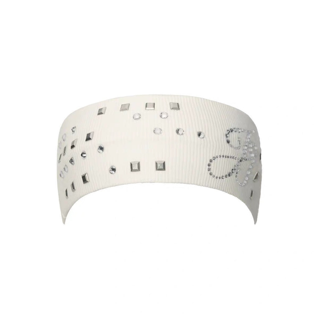 ACON Luxury Crystal Studded Stretch Headband | Ribbed Cotton Hair Band for Women