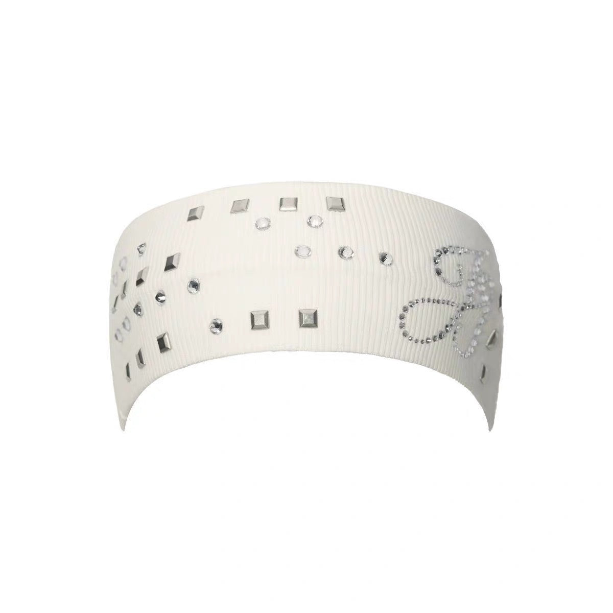 ACON Luxury Crystal Studded Stretch Headband | Ribbed Cotton Hair Band for Women