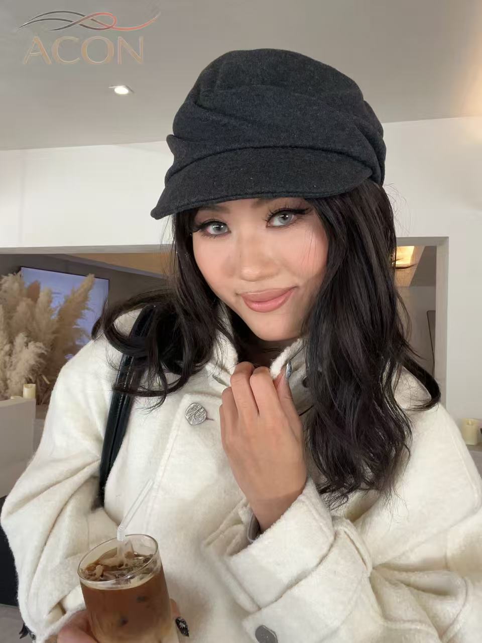 ACON Japanese Flat-Top Pleated Beret - Yamamoto Style Wool Cap