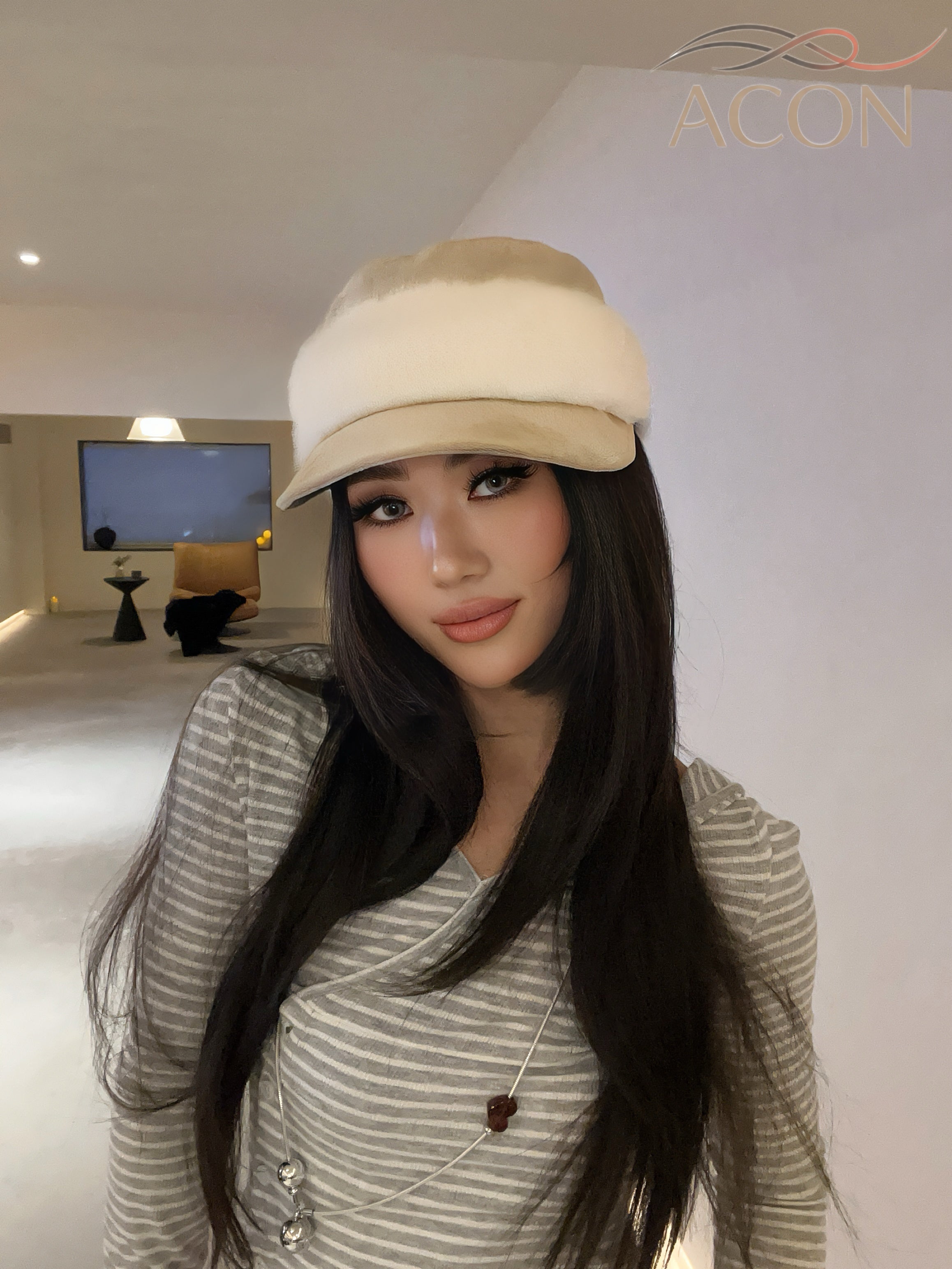 ACON Classic Black Fur Beret - French Vintage Artist Hat