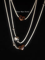 ACON Geometric Asymmetric Double-Layer Necklace| Leopard Print Heart Charm | Minimalist Women's Pendant