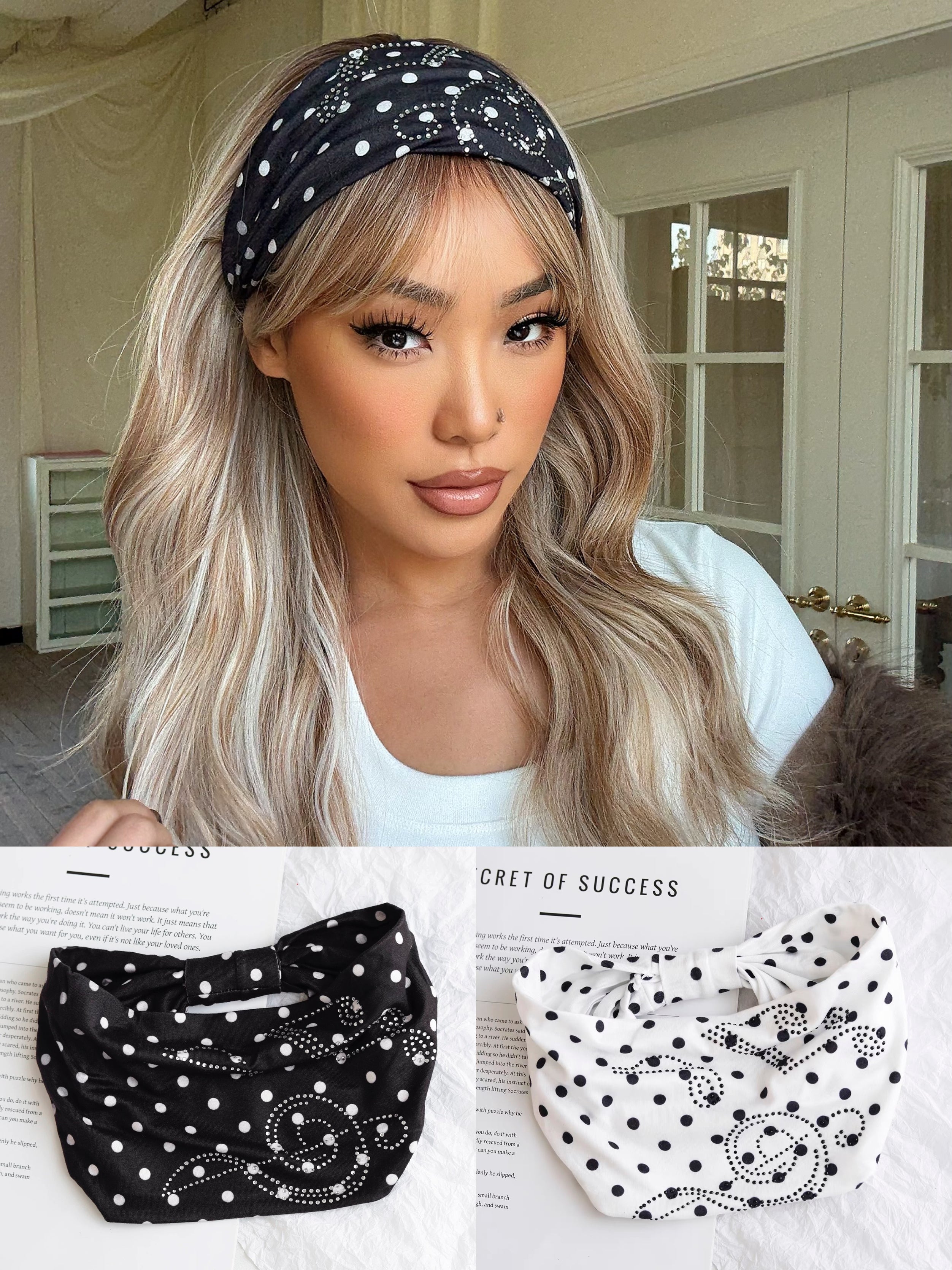 ACON  VINTAGE POLKA DOT RHINESTONE HEADBAND