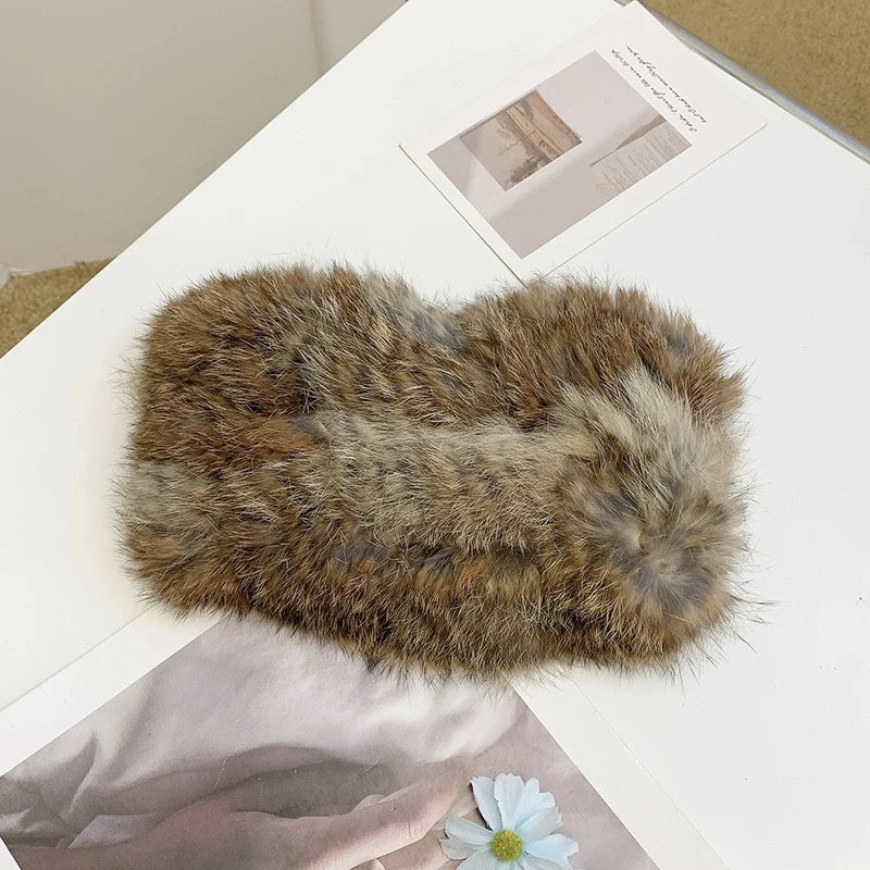 ACON Faux Fur Headband with Elastic for Women's Winter Earwarmer Earmuff