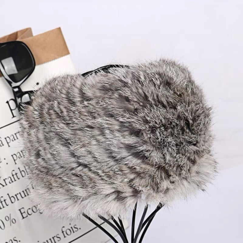 ACON Faux Fur Headband with Elastic for Women's Winter Earwarmer Earmuff