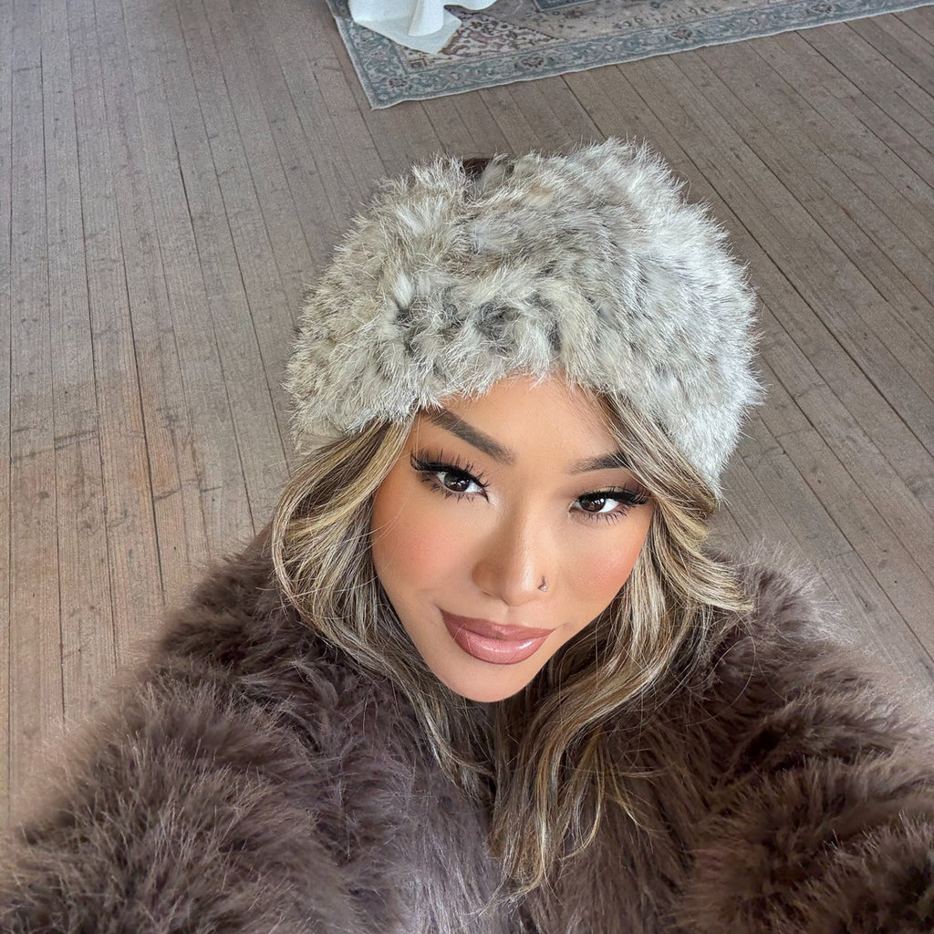 ACON Faux Fur Headband with Elastic for Women's Winter Earwarmer Earmuff