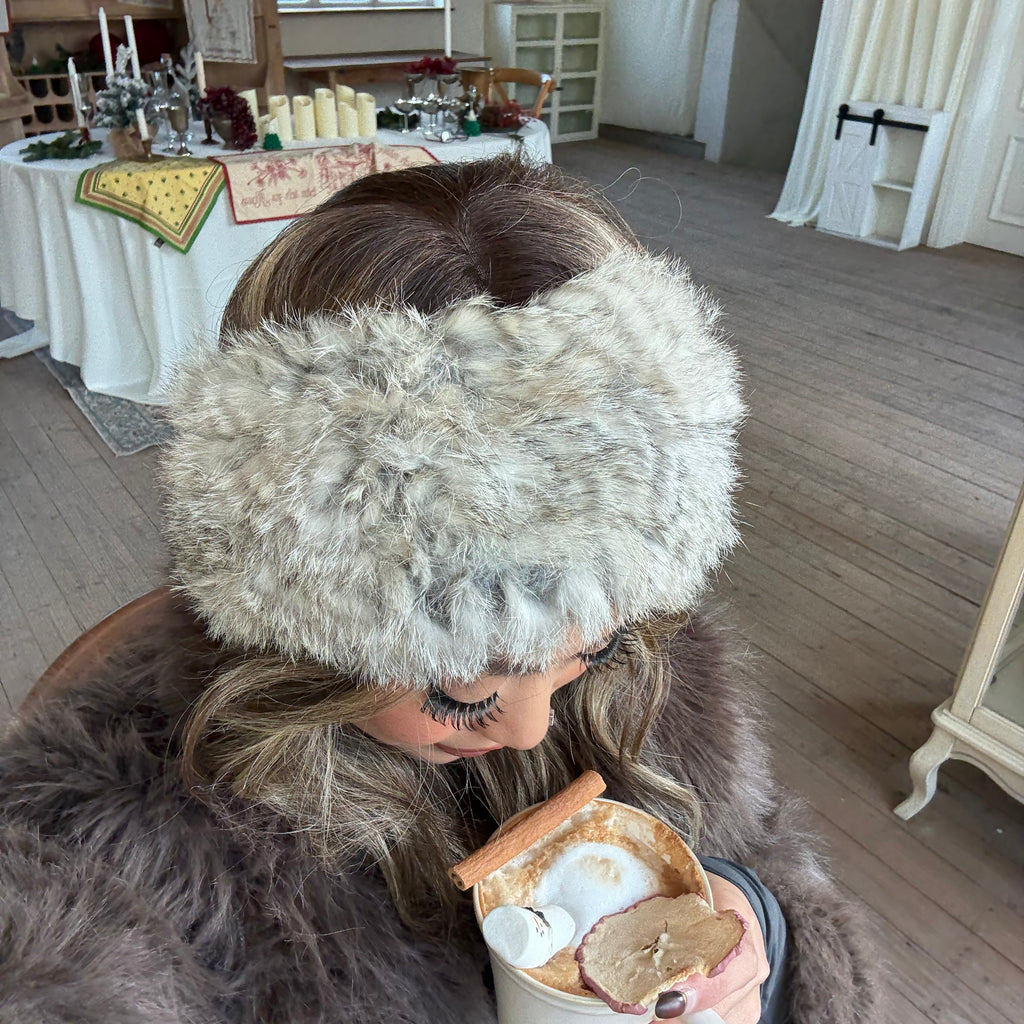 ACON Faux Fur Headband with Elastic for Women's Winter Earwarmer Earmuff