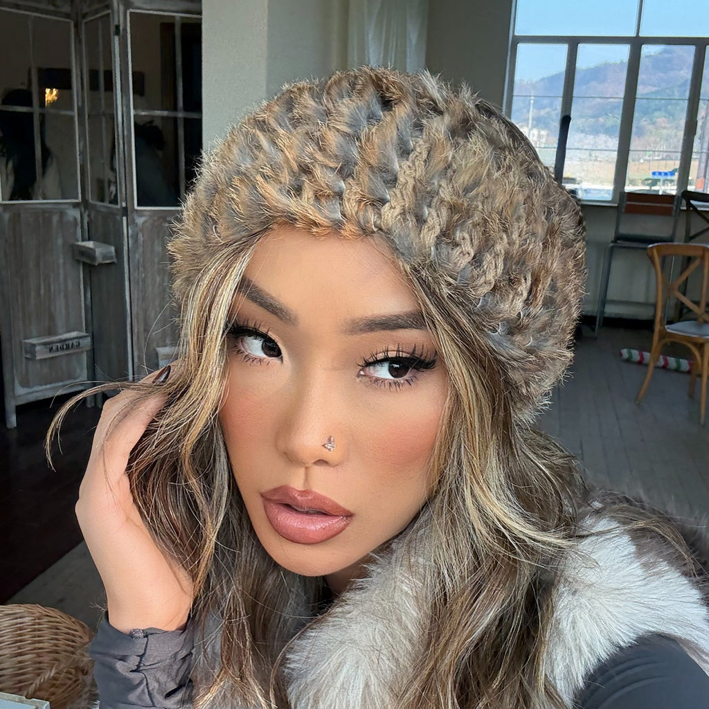 ACON Faux Fur Headband with Elastic for Women's Winter Earwarmer Earmuff