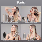 ACON 5 in 1 Air Blower/ Multi Functional Folding Hot Air Brush– High-Speed Hair Dryer Brush with Auto Wrap Curlers, Fast Drying & Frizz-Free Styling, No Heat Damage, Volumizing Brush