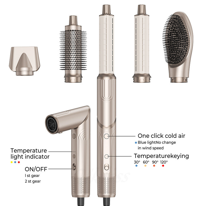 ACON 5 in 1 Air Blower/ Multi Functional Folding Hot Air Brush– High-Speed Hair Dryer Brush with Auto Wrap Curlers, Fast Drying & Frizz-Free Styling, No Heat Damage, Volumizing Brush
