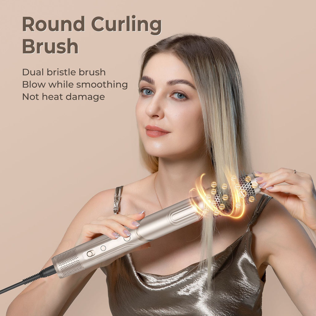 ACON 5 in 1 Air Blower/ Multi Functional Folding Hot Air Brush– High-Speed Hair Dryer Brush with Auto Wrap Curlers, Fast Drying & Frizz-Free Styling, No Heat Damage, Volumizing Brush