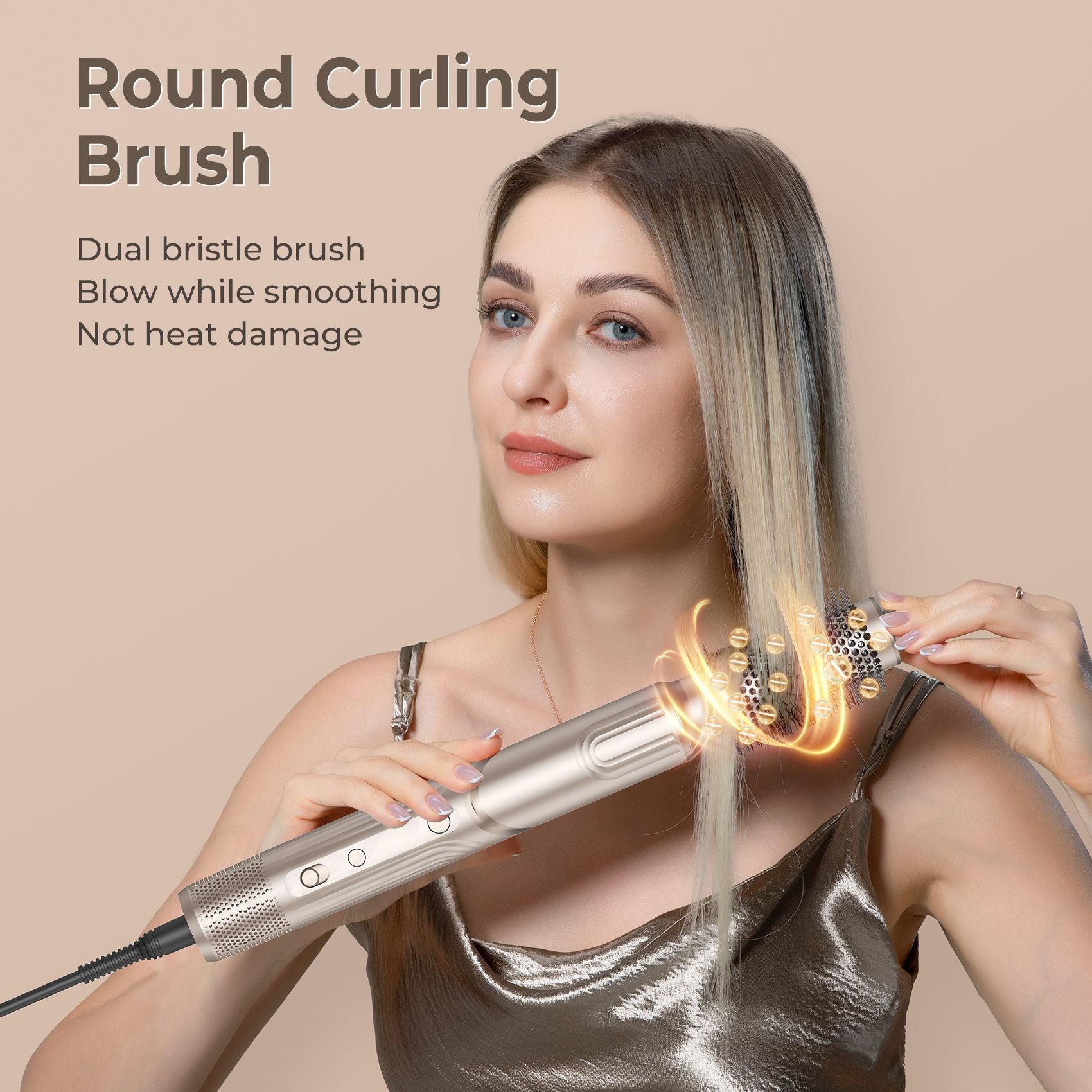 ACON 5 in 1 Air Blower/ Multi Functional Folding Hot Air Brush– High-Speed Hair Dryer Brush with Auto Wrap Curlers, Fast Drying & Frizz-Free Styling, No Heat Damage, Volumizing Brush