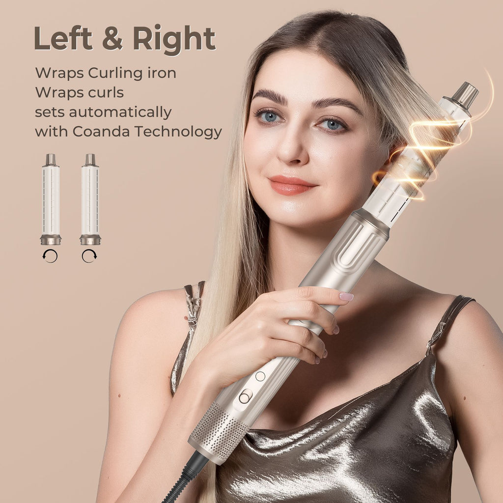 ACON 5 in 1 Air Blower/ Multi Functional Folding Hot Air Brush– High-Speed Hair Dryer Brush with Auto Wrap Curlers, Fast Drying & Frizz-Free Styling, No Heat Damage, Volumizing Brush