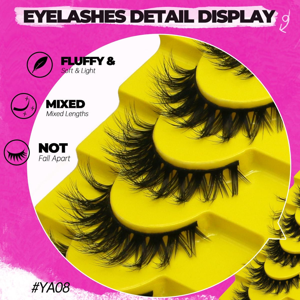 Cartoon-Style False Eyelashes for Sweet & Cool Girls – One-Piece Extra-Long Thai-Style Lashes, Mixed-Race Girl Group Look, Beginner-Friendly