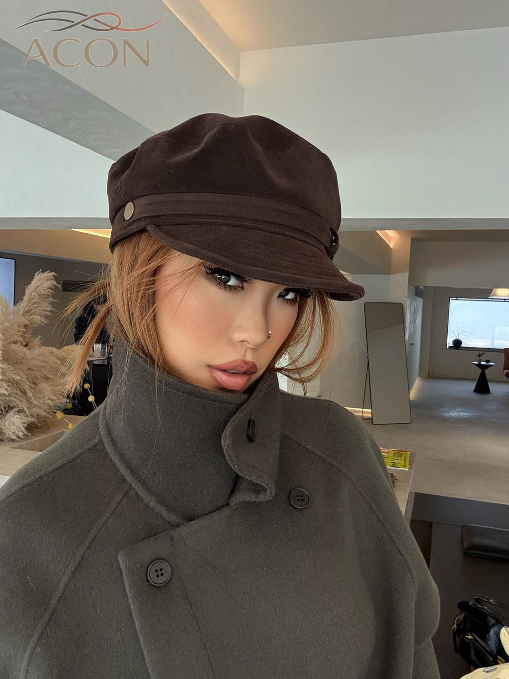 ACON Classic Brown Newsboy Cap - Vintage Baker Boy Hat