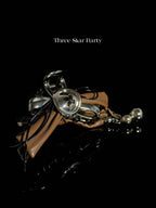 ACON Brown Leather Bow & Beaded Tassel Clip | Statement Metal Hair Claw